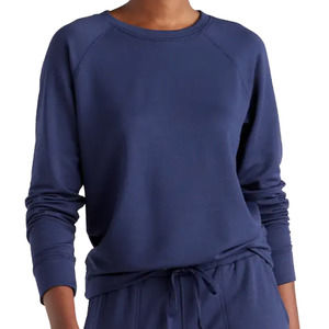 QUINCE SuperSoft Fleece Crew Pullover Sweatshirt Navy Blue